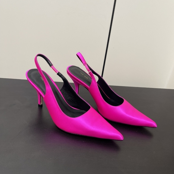 The row pink open-back high heels - Picture 2 of 6